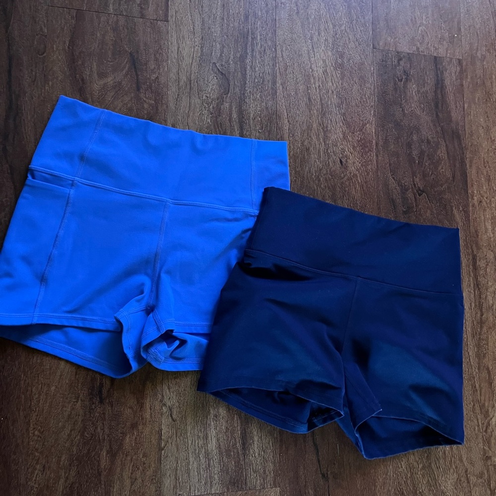 Fabletics workout mini shorts stretch blue bundle small